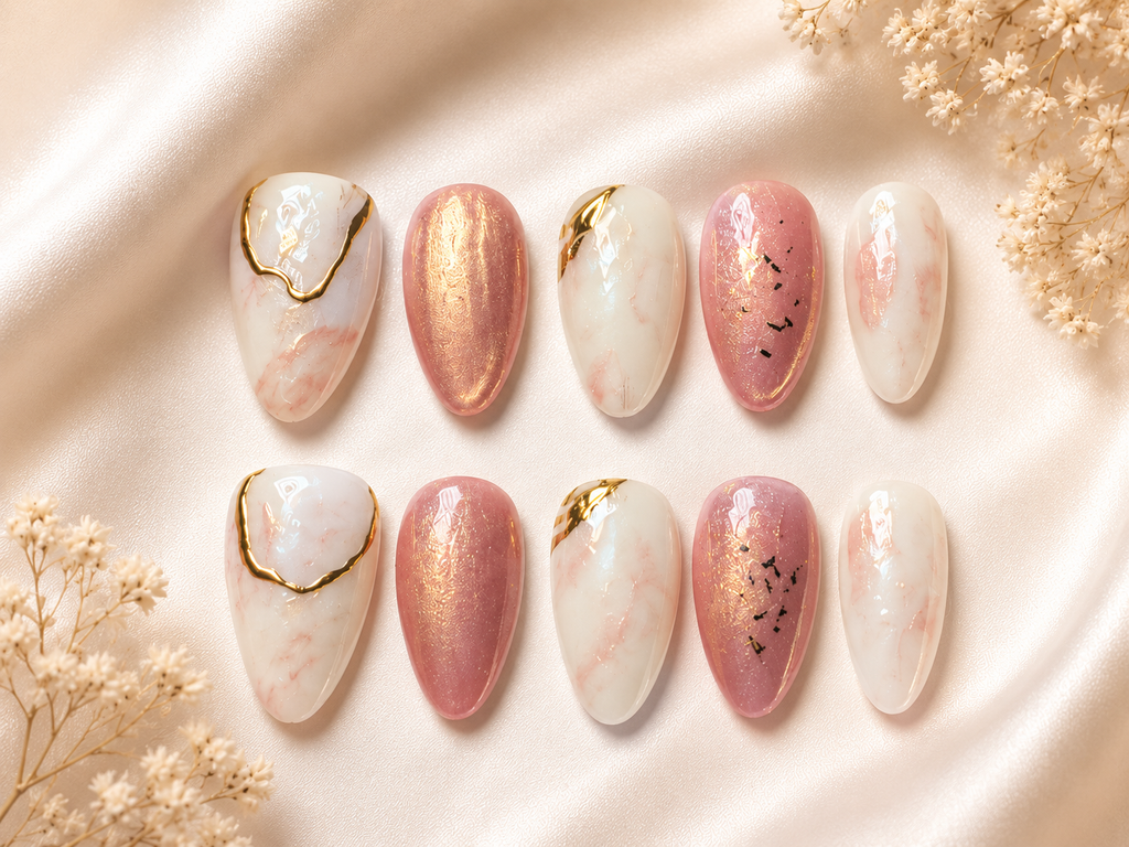 Rosé Marble Luxe Press-On Nails