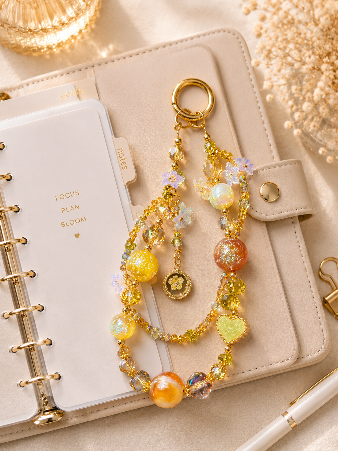 Golden Garden Beaded Charm