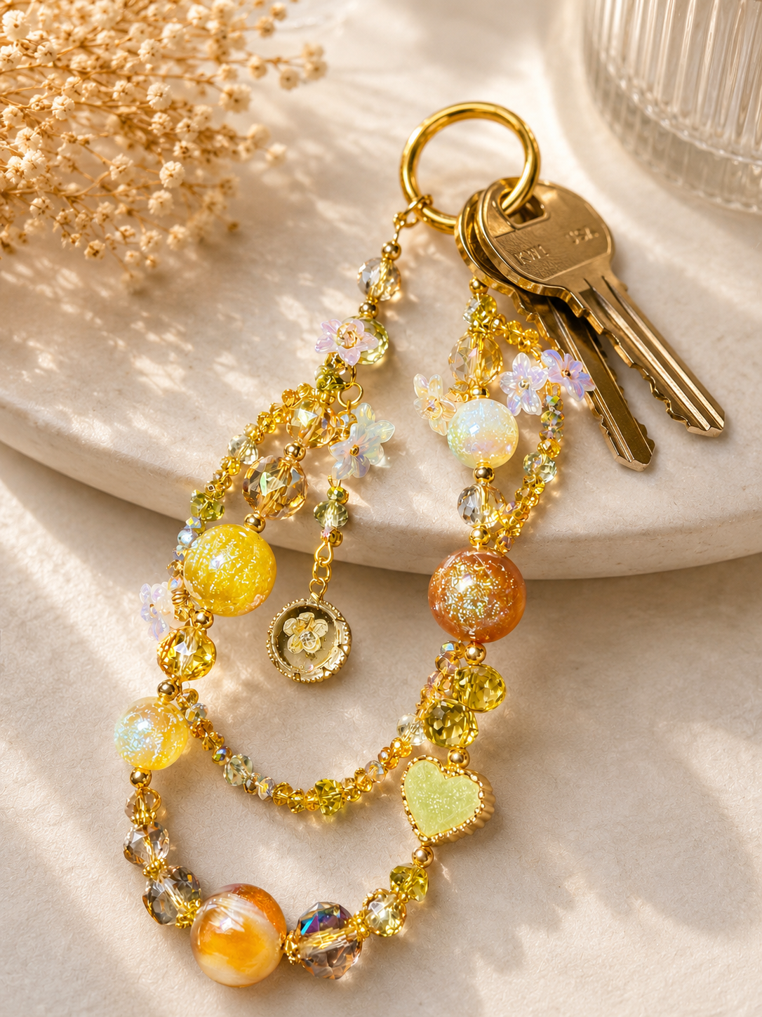 Golden Garden Beaded Charm