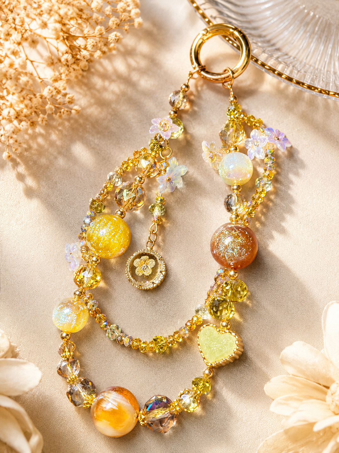 Golden Garden Beaded Charm