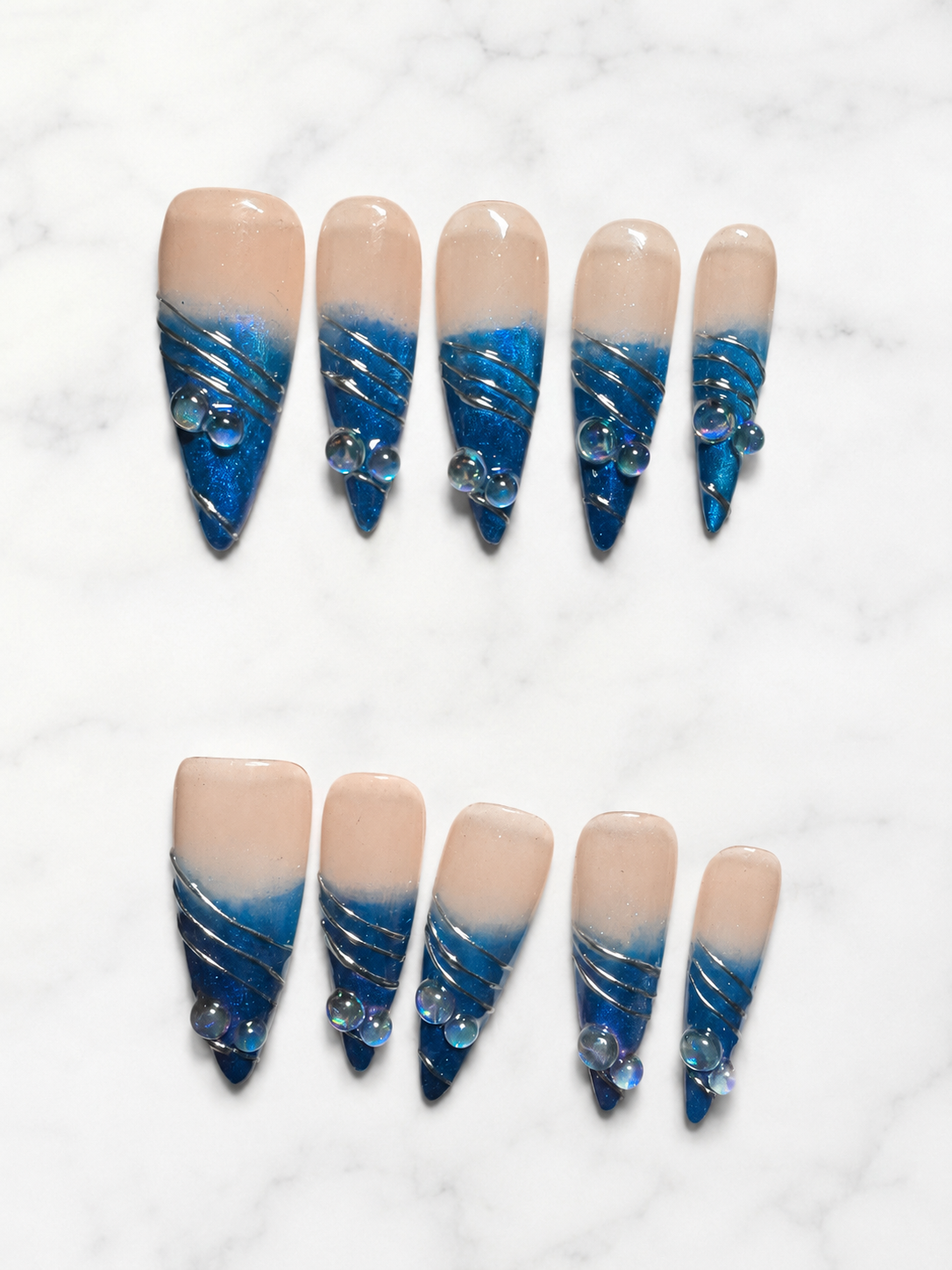 Sapphire Tide Press-On Nails