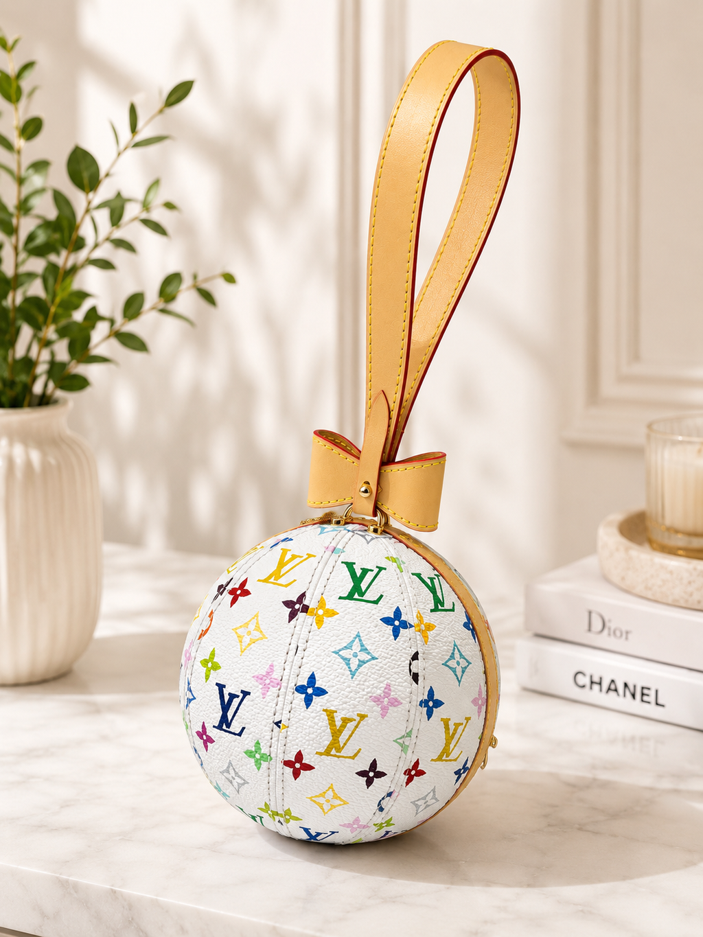 Pastel Monogram Round Wristlet