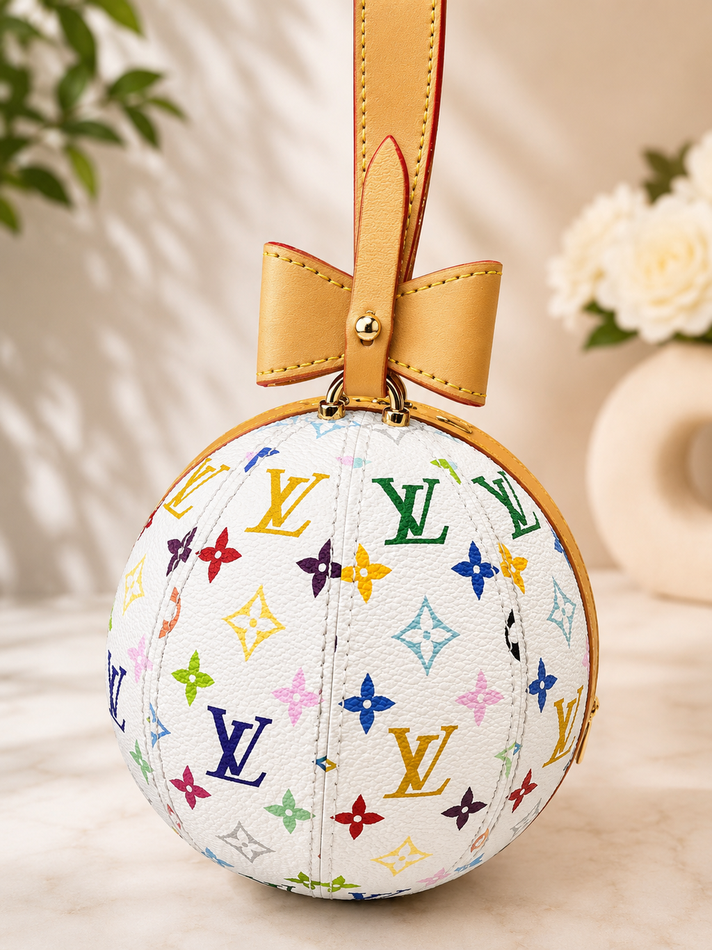 Pastel Monogram Round Wristlet