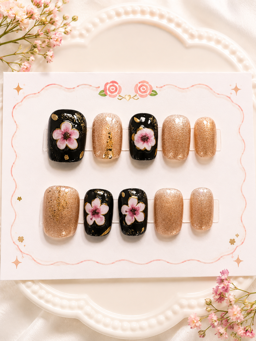 Midnight Sakura Press-On Nails