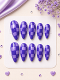 Electric Violet Checkmate Press-On Nails