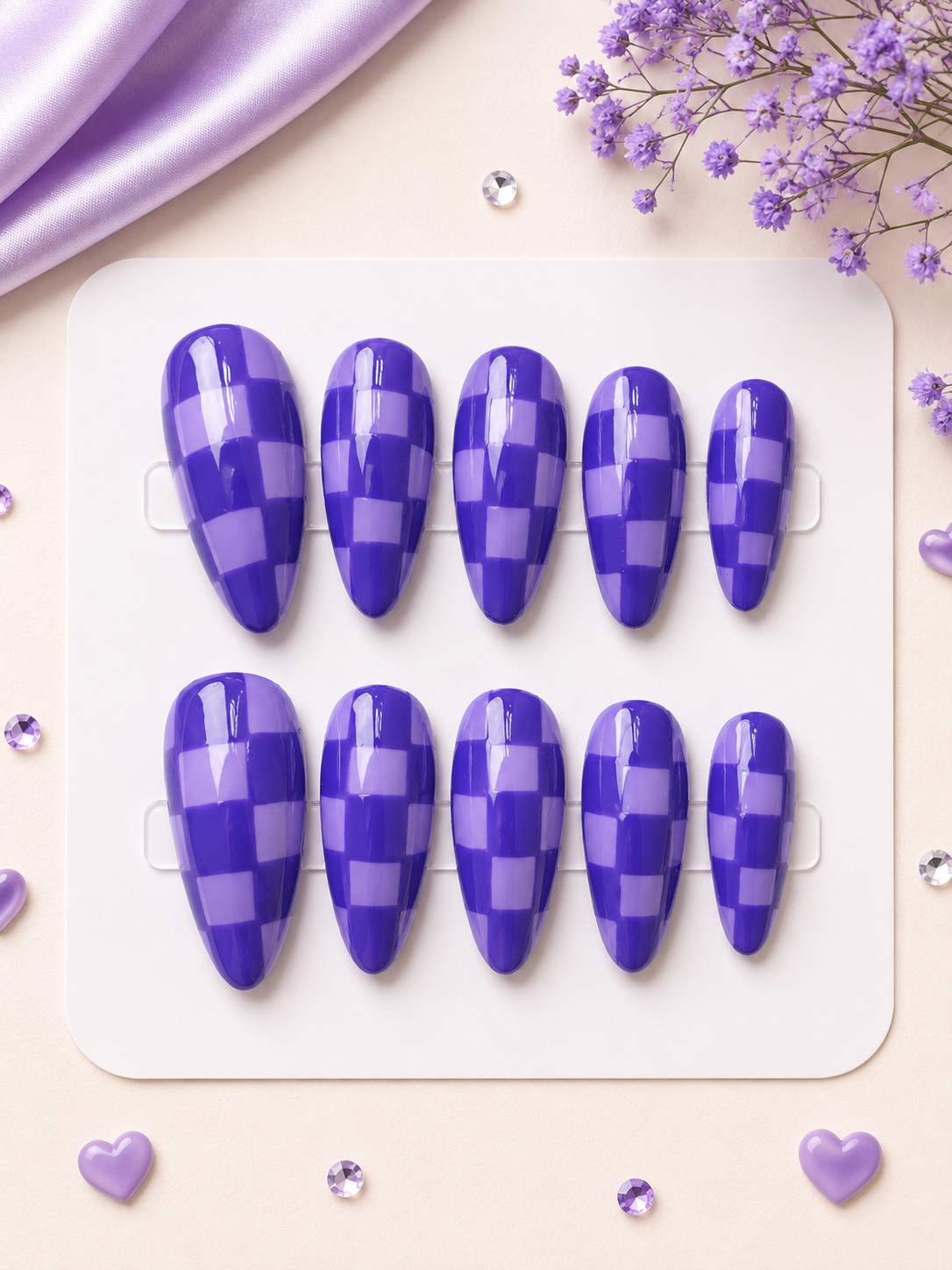 Electric Violet Checkmate Press-On Nails