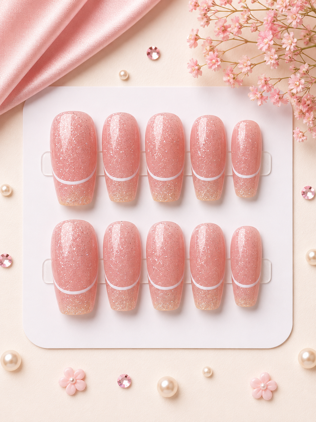 Pink Champagne Sparkle Press-On Nails