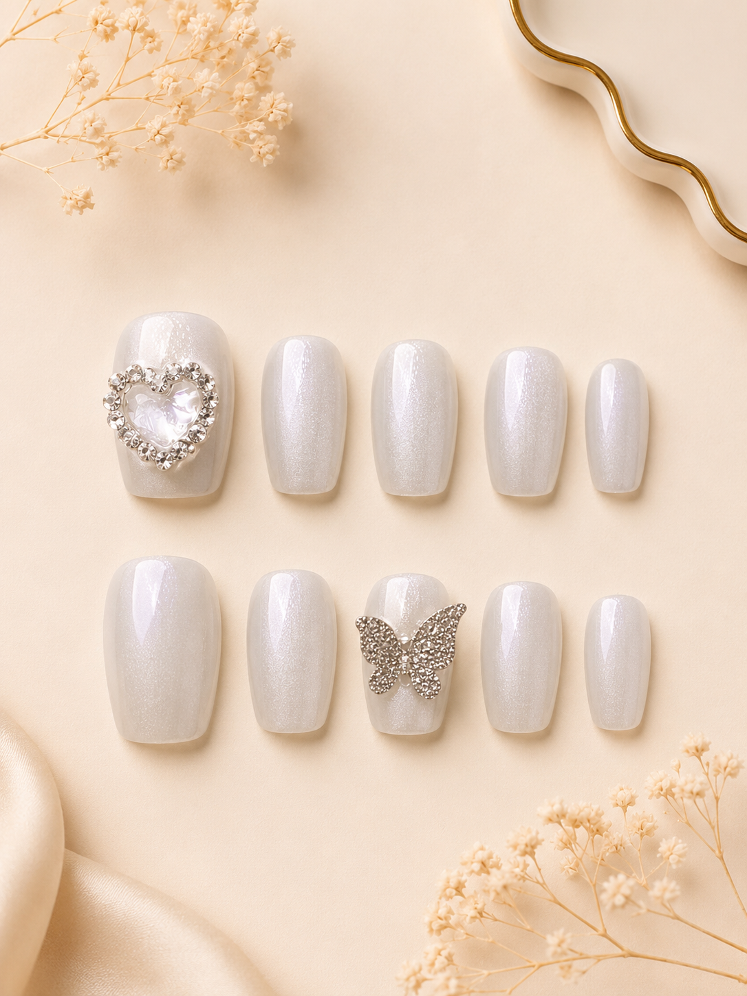 Pearl Flutter Press On Nails