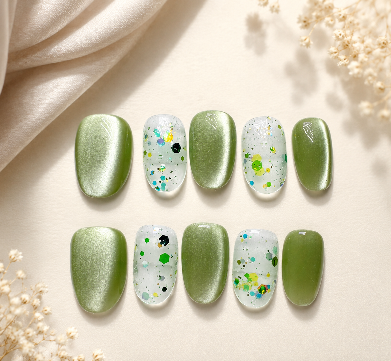 Pistachio Prism Press-On Nails