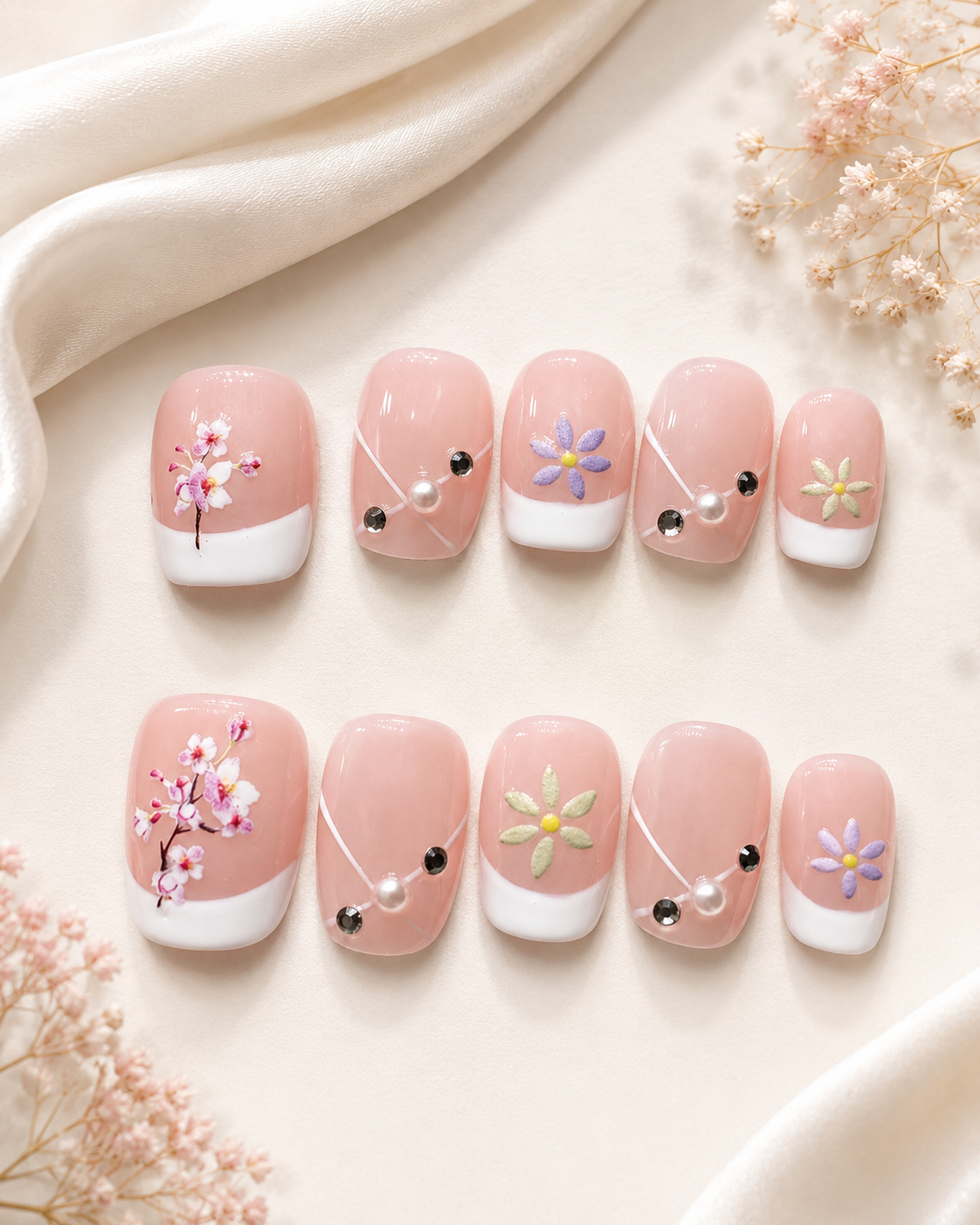 Cherry Blossom Charm Press-On Nails