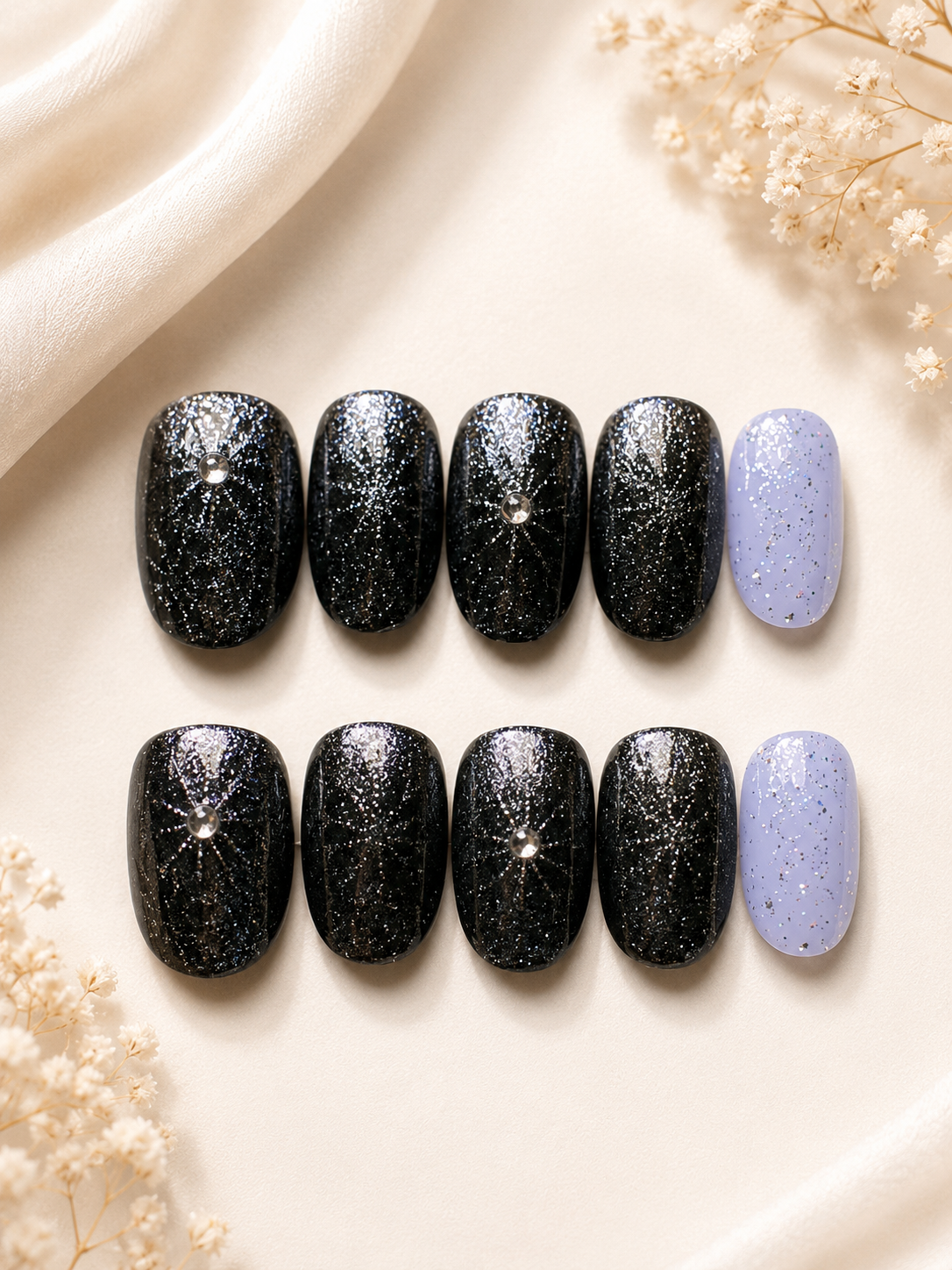 Midnight Stardust Press-On Nails