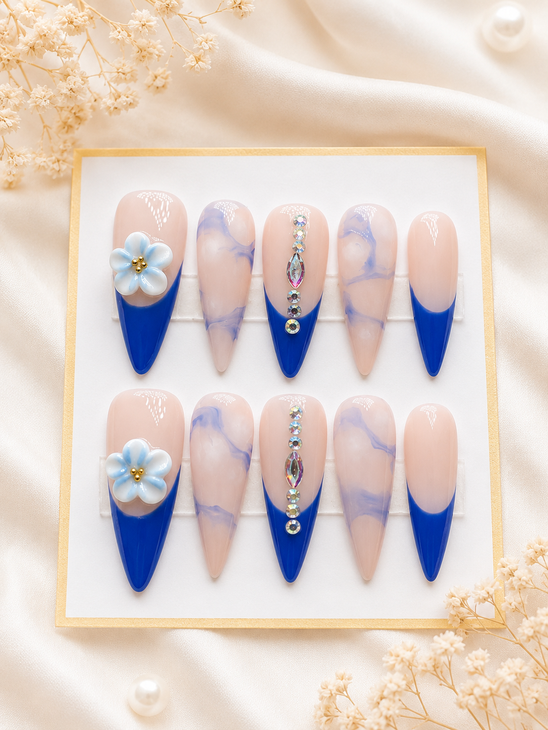 Sapphire Bloom Press-On Nails