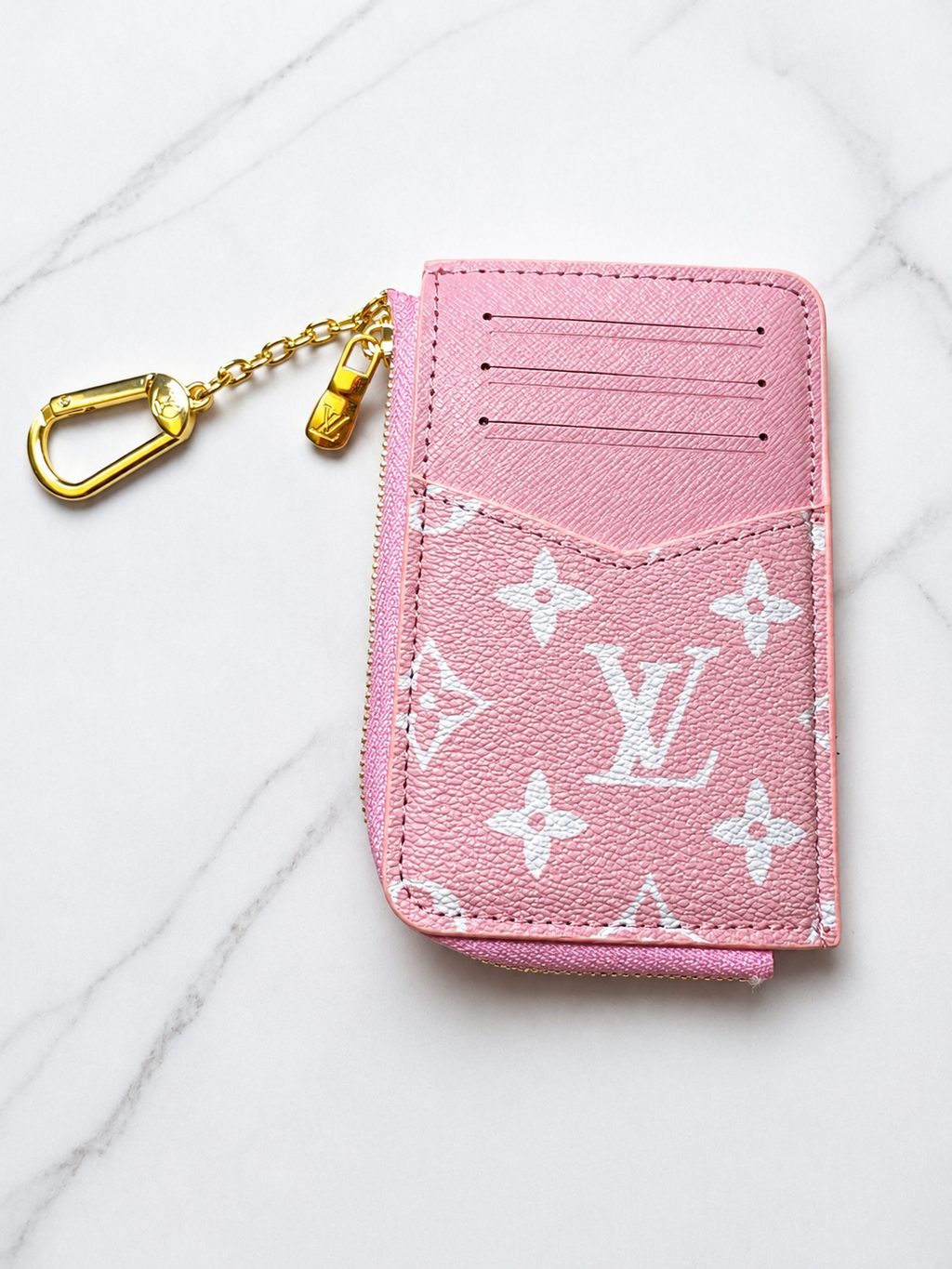 Pink Luxe Card Holder Keychain Wallet
