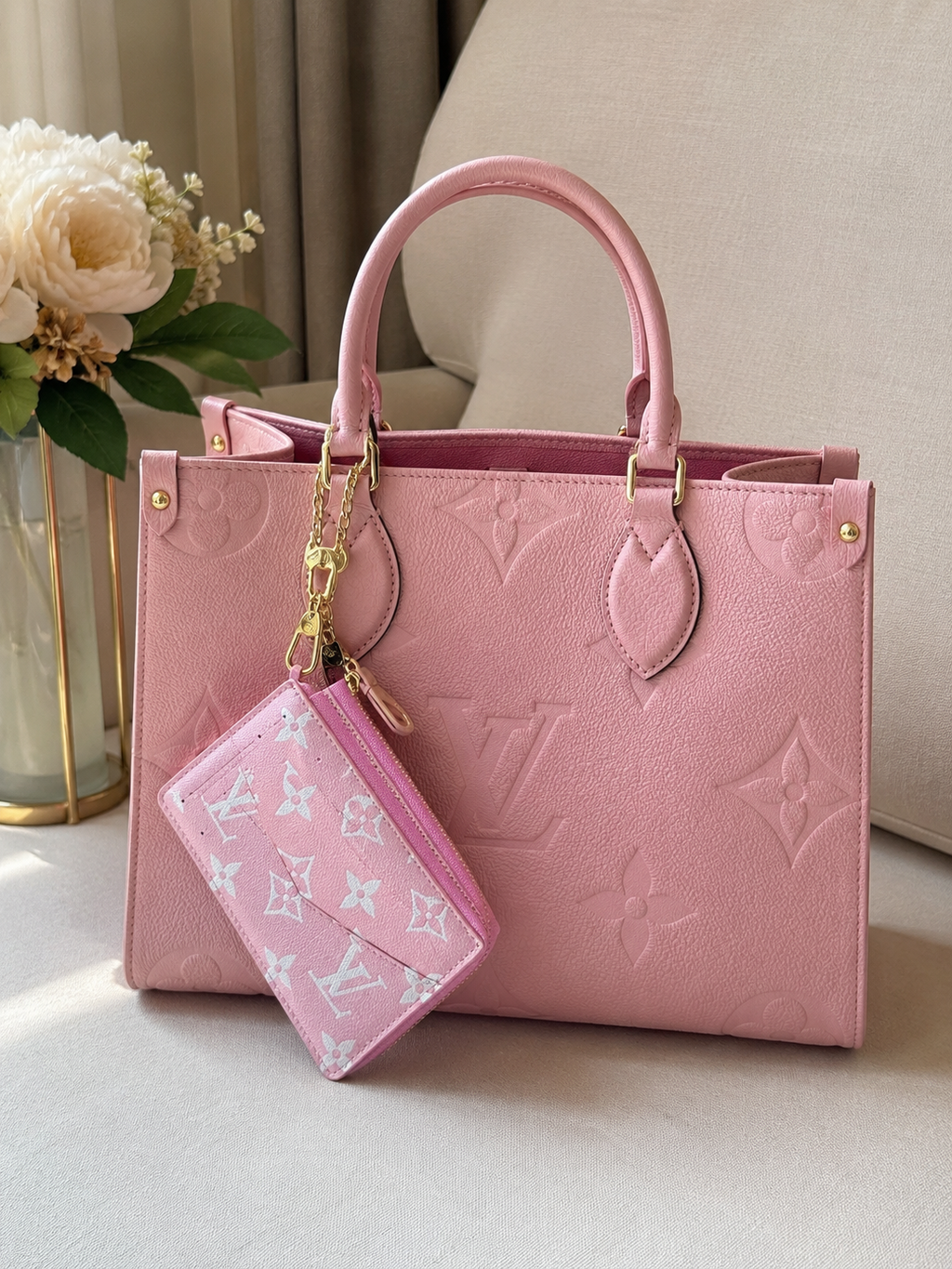 Pink Luxe Card Holder Keychain Wallet