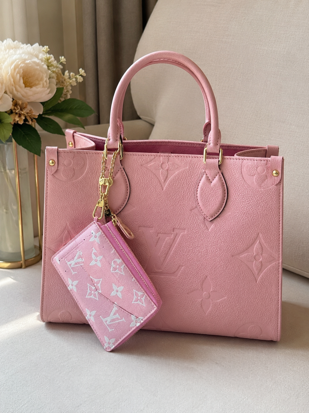 Pink Luxe Card Holder Keychain Wallet
