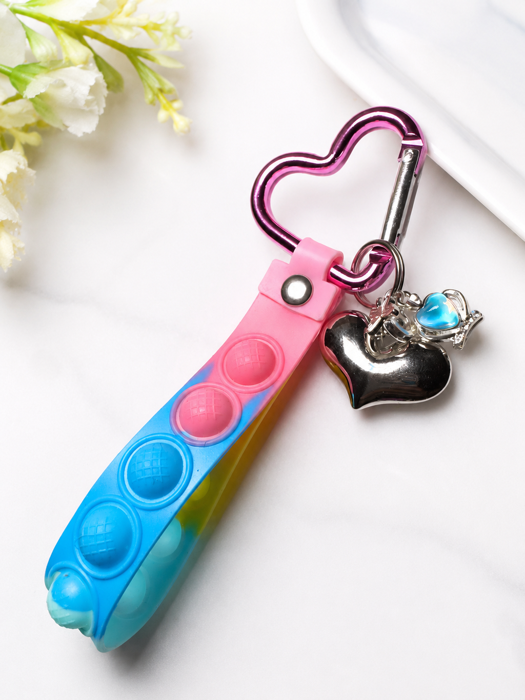 Heart Pop-It Wristlet Keychain Charm