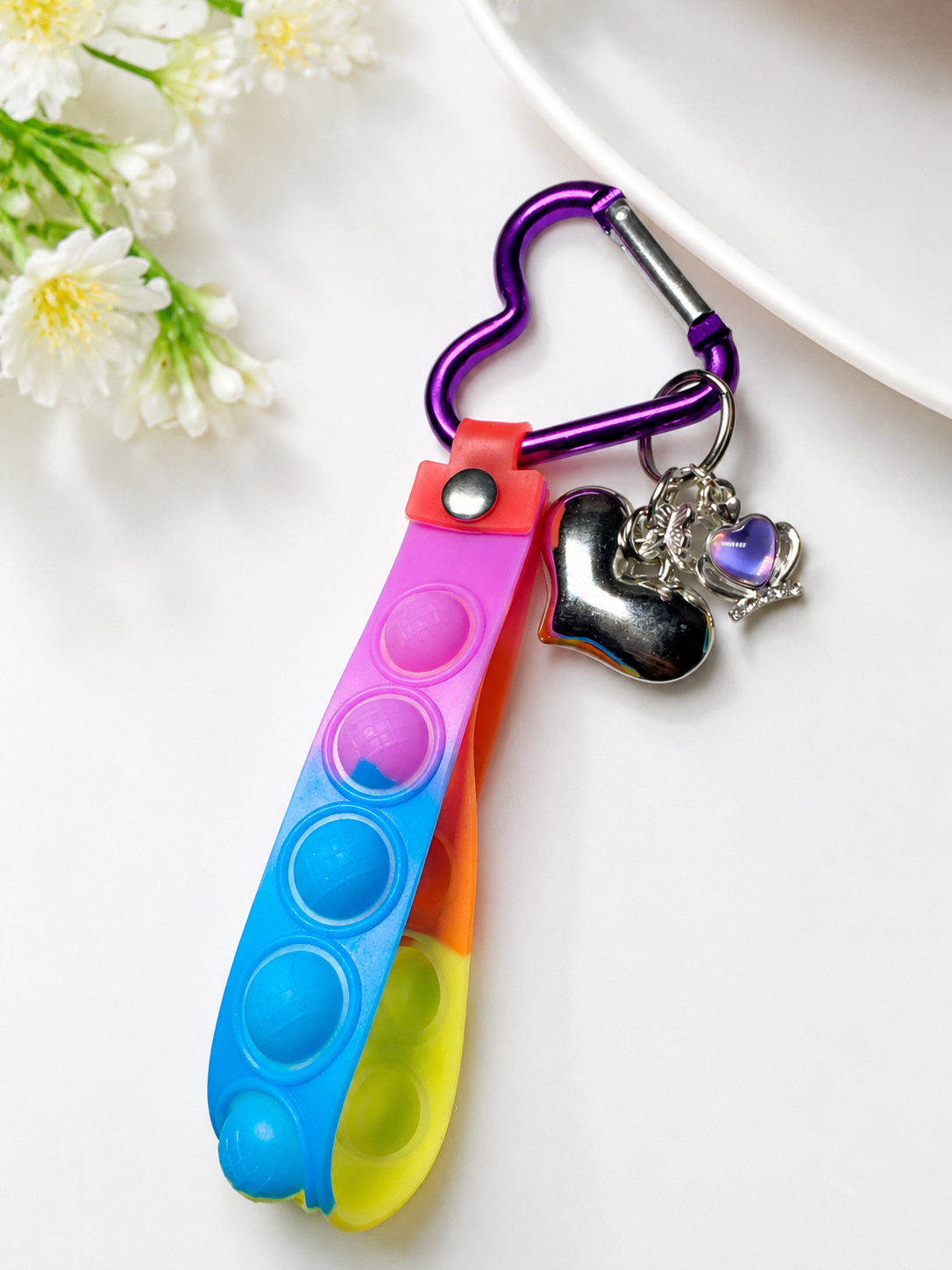 Heart Pop-It Wristlet Keychain Charm