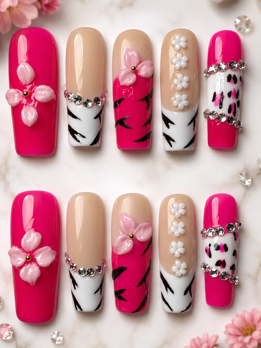 Electric Blossom Press-On Nails