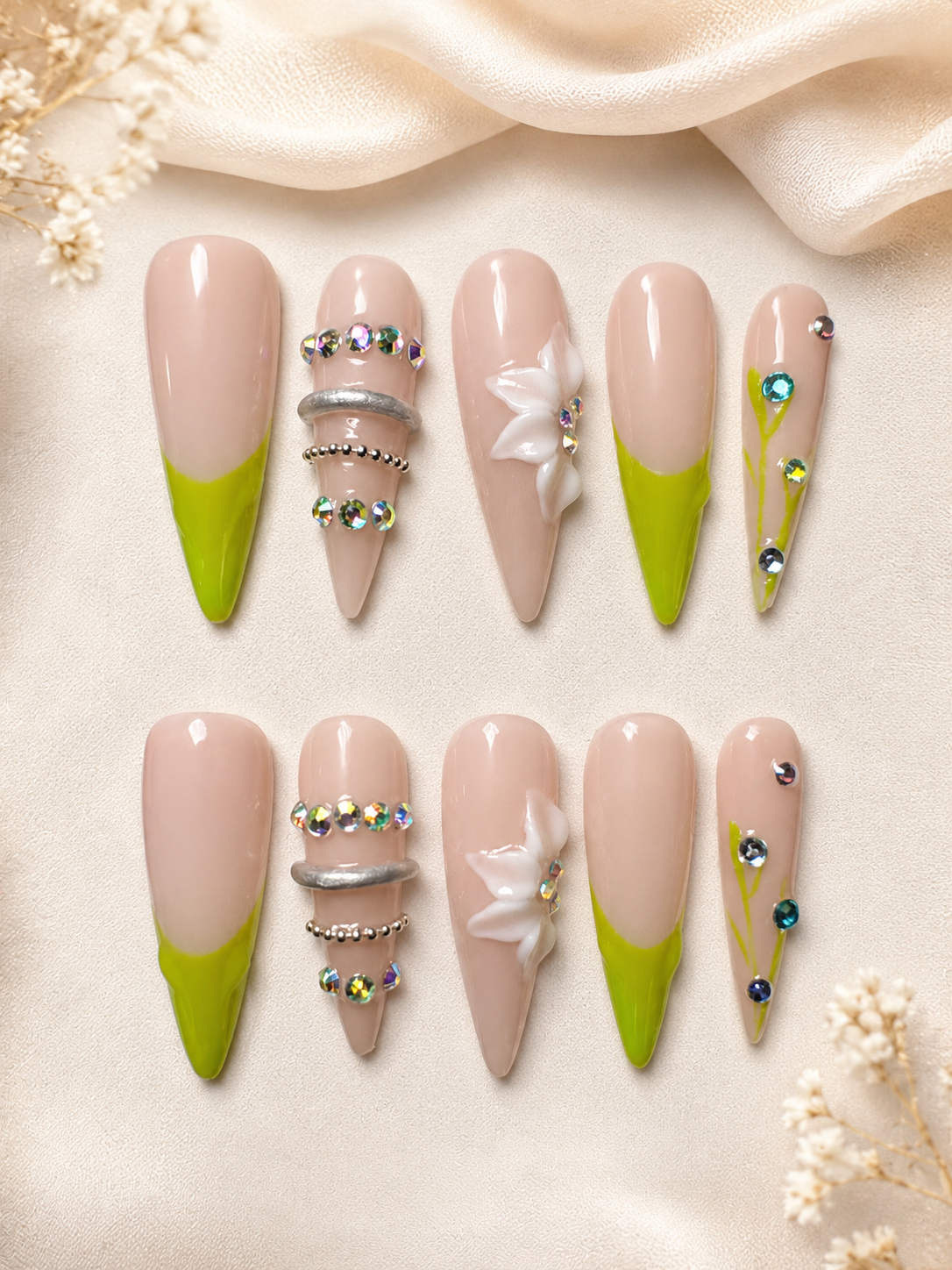 Electric Bloom Stiletto Press-On Nails