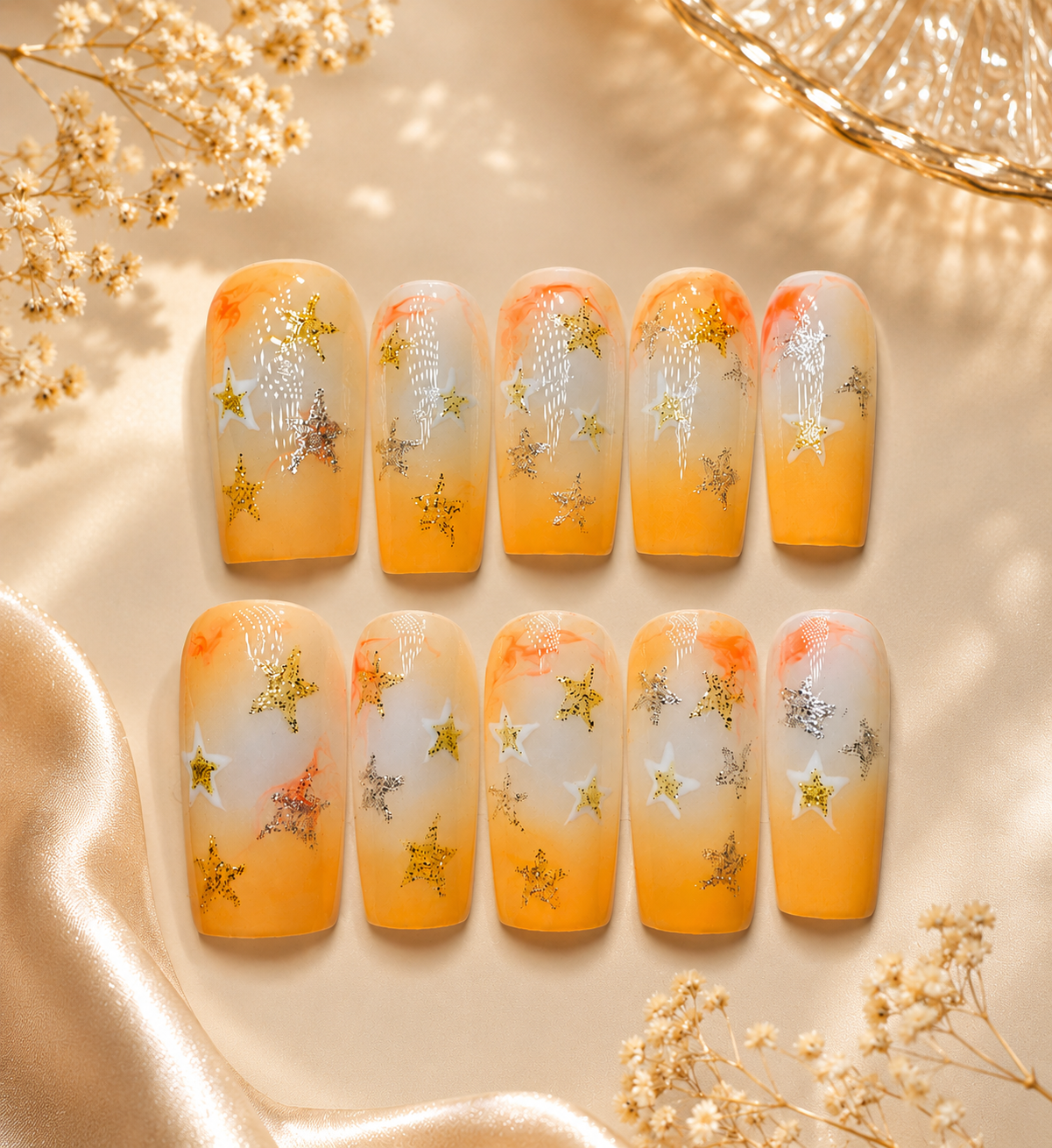 Golden Hour Stars Press-On Nails