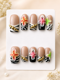 Zebra Bloom Press-On Nails