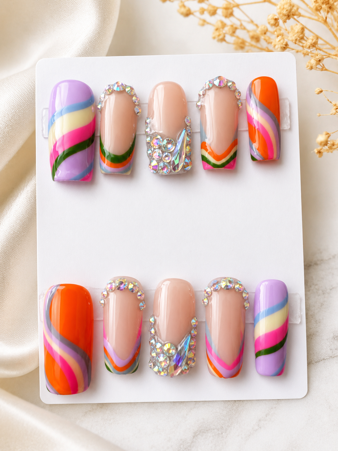Rainbow Swirl Luxe Press-On Nails