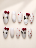 Cherry Bow Kitty Press-On Nails