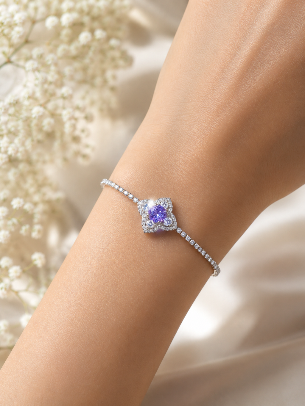 Lavender Halo Tennis Bracelet