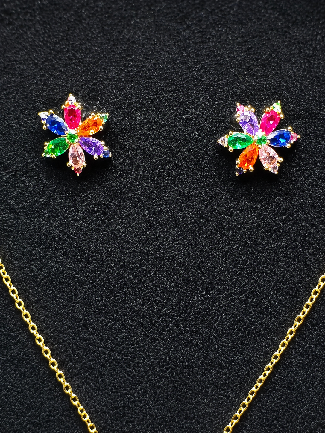 Rainbow Bloom Necklace & Earring Set