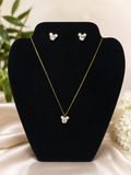 Gold Sparkle Mouse Head Jewelry Set (Stainless Steel)
