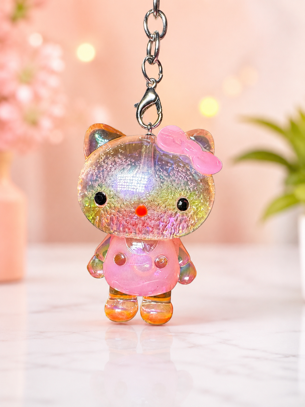 Iridescent Kitty Wristlet Keychain