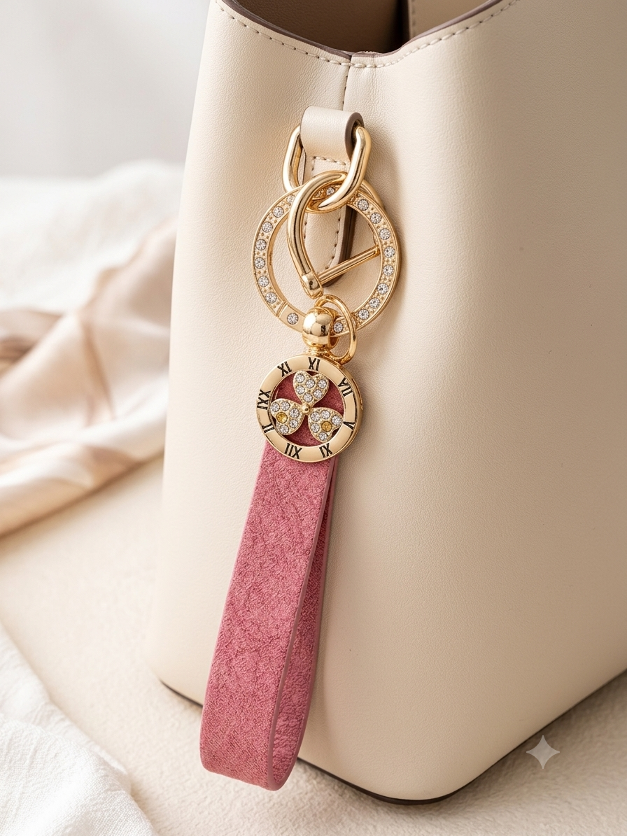 Pink Clover Luxe Wristlet Keychain
