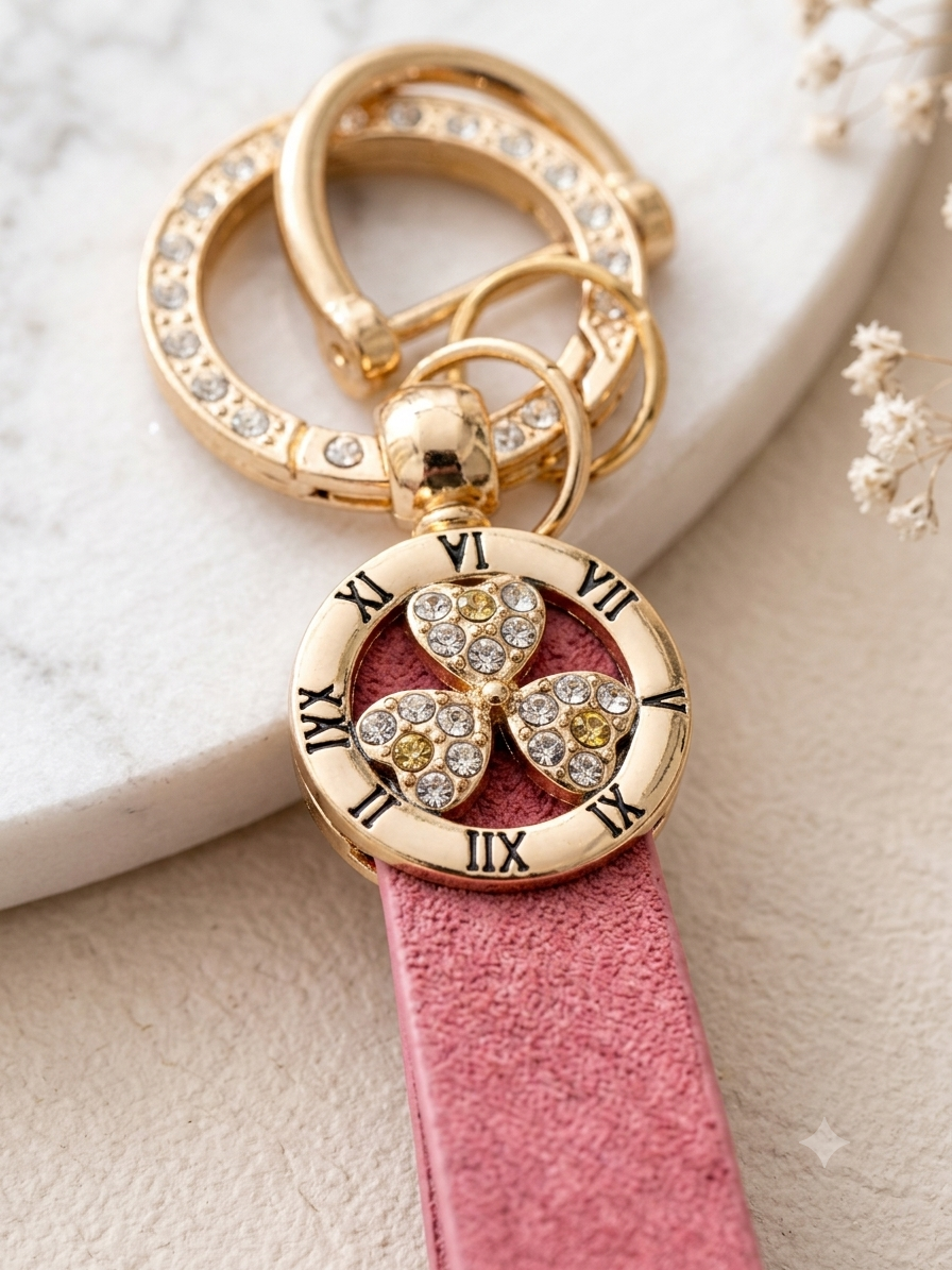 Pink Clover Luxe Wristlet Keychain