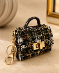 Mini Tweed Handbag Keychain Charm