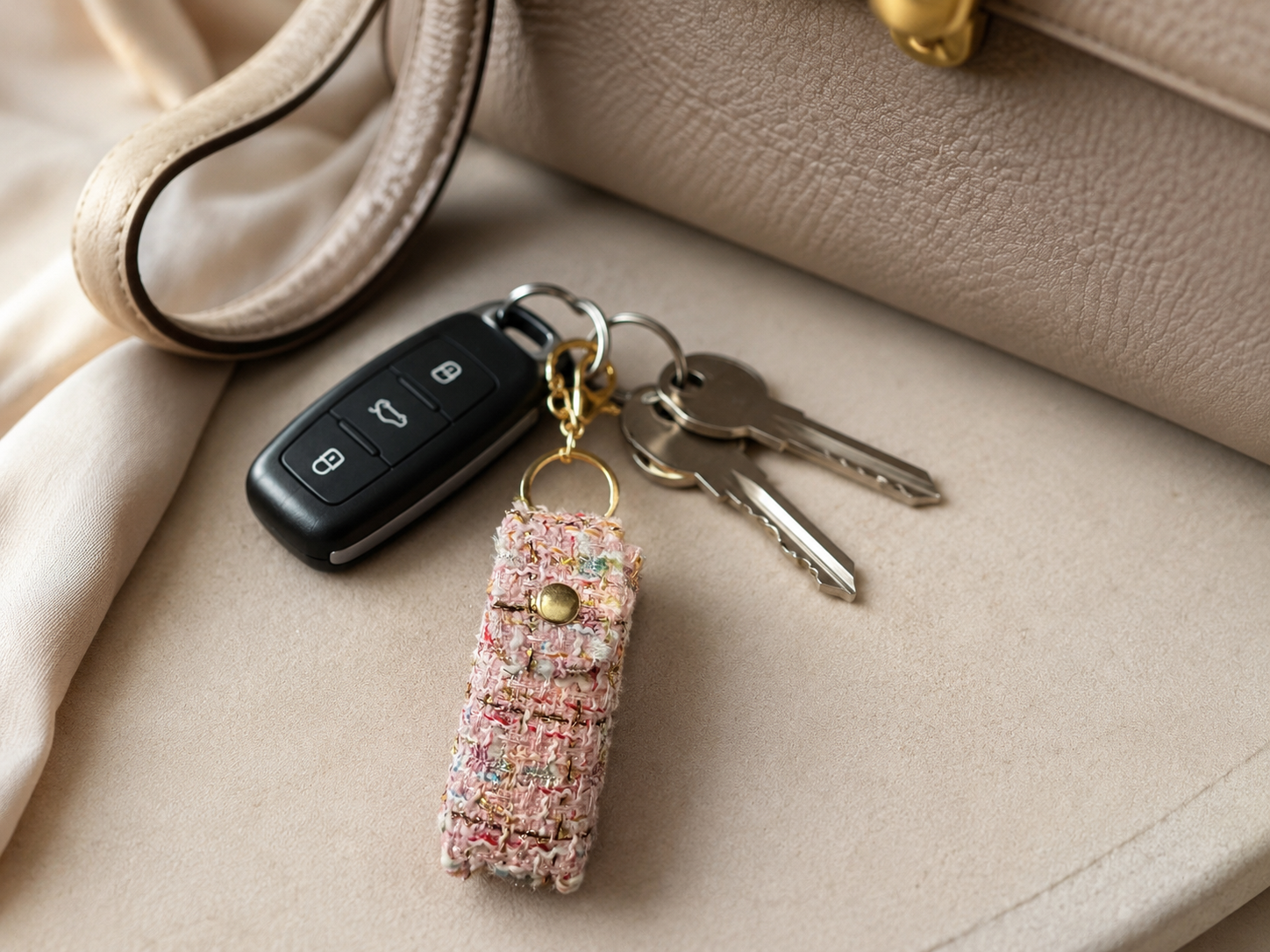 Tweed Mini Lipstick Holder Bag Charm