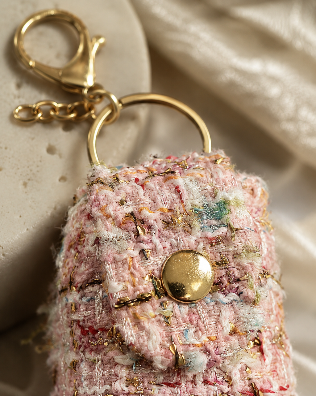 Tweed Mini Lipstick Holder Bag Charm