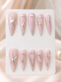 Pink Chrome Sculpted Press-On Nails