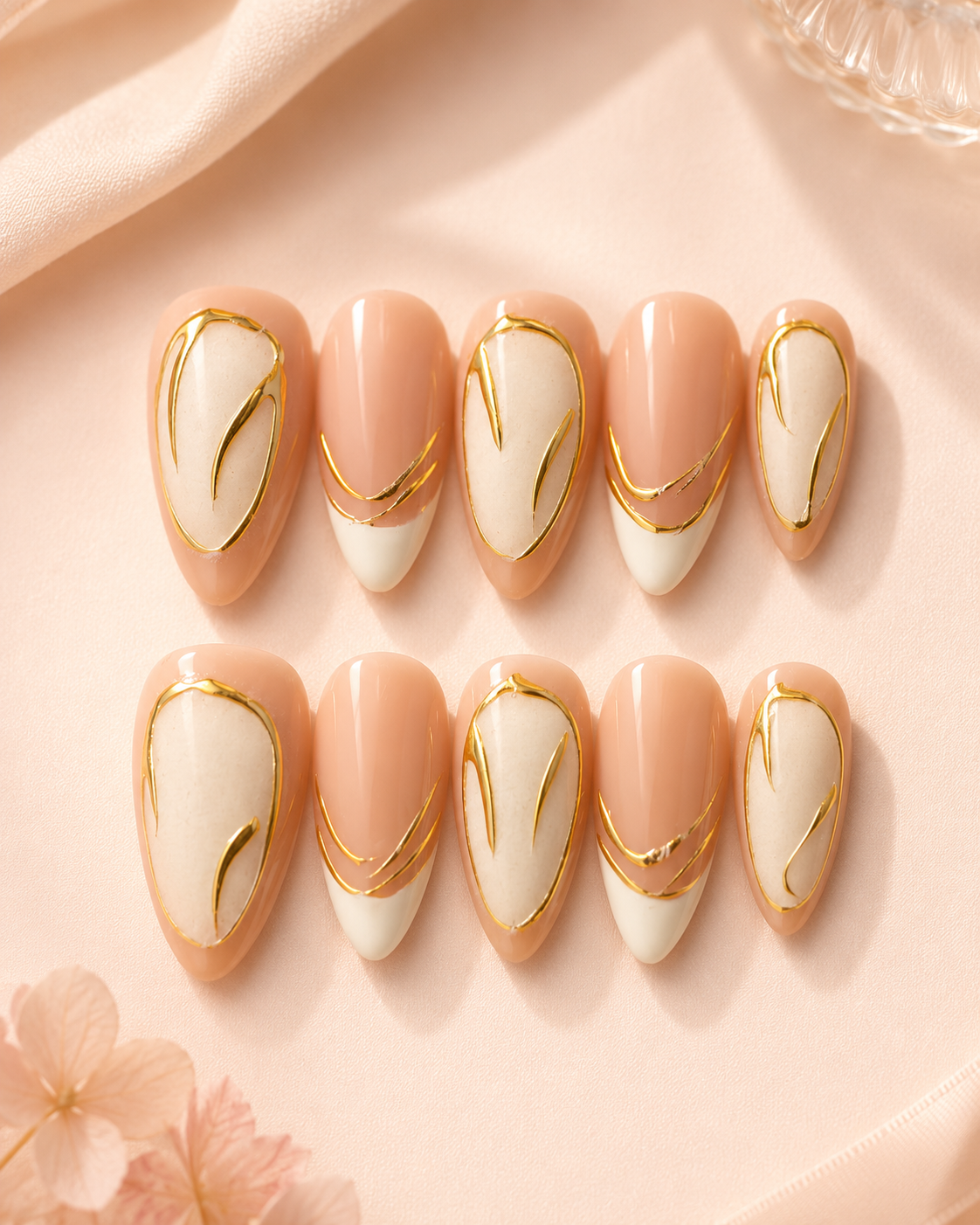 Golden Veil French Press-On Nails