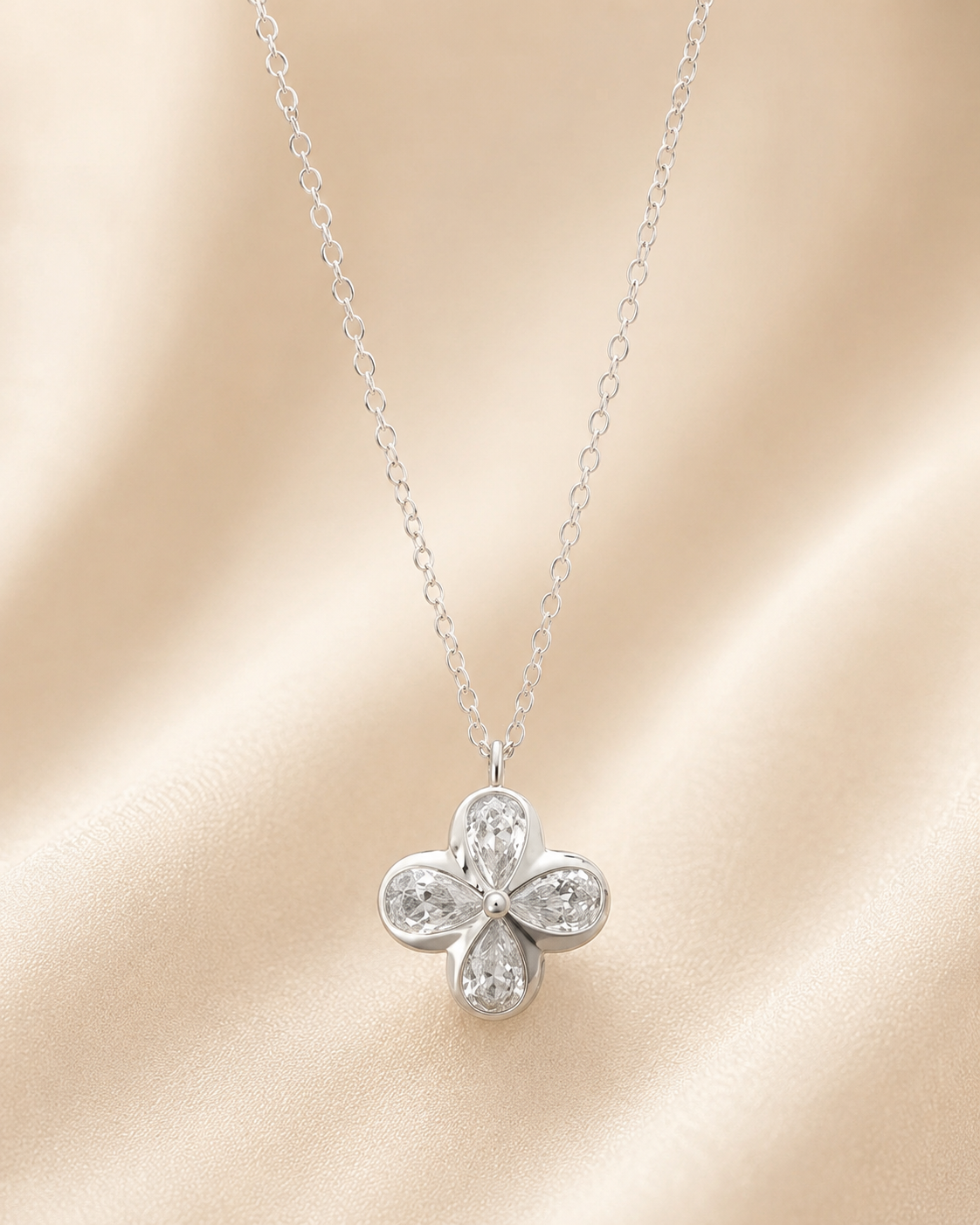 Crystal Clover Pendant Necklace