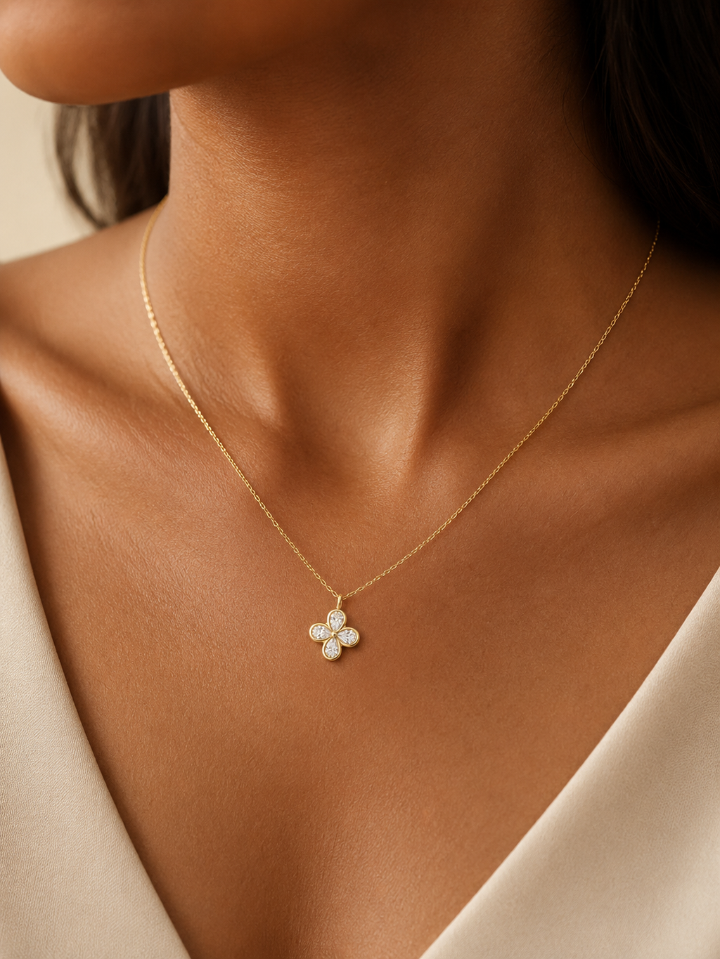 Crystal Clover Pendant Necklace