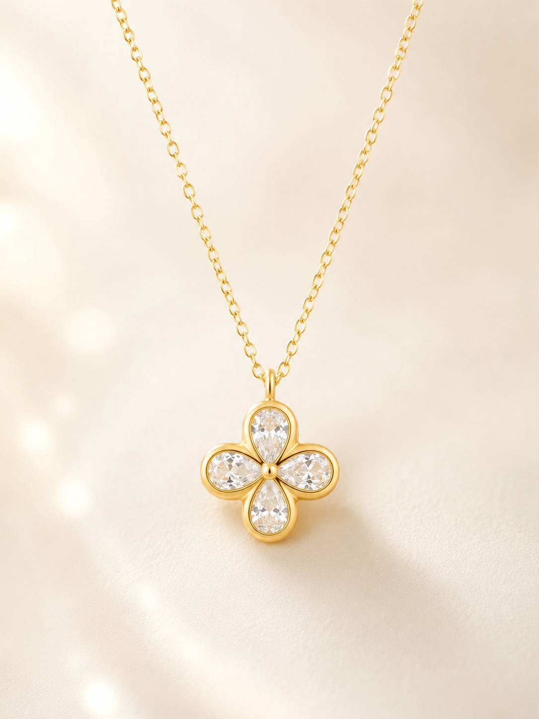 Crystal Clover Pendant Necklace