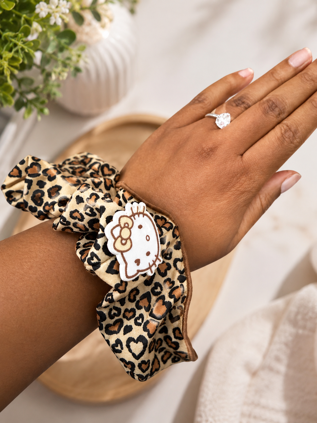 Hello Kitty Leopard Heart Scrunchie