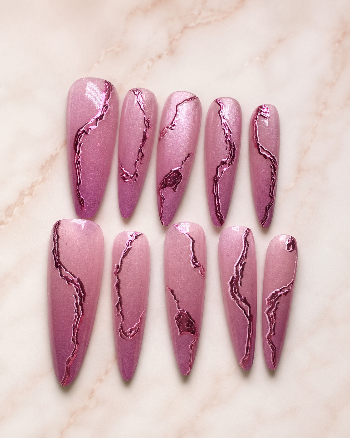 Rose Quartz Vein Press-On Nails