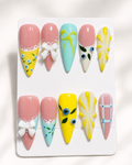 Blueberry Lemonade Bow Press-On Nails