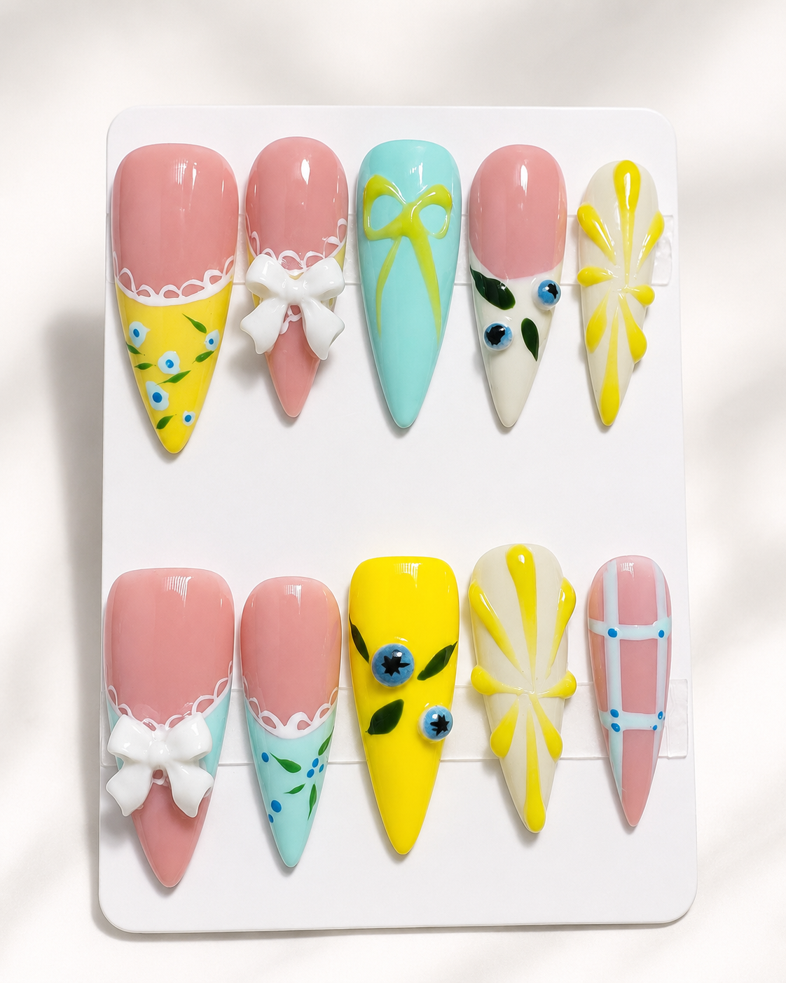 Blueberry Lemonade Bow Press-On Nails