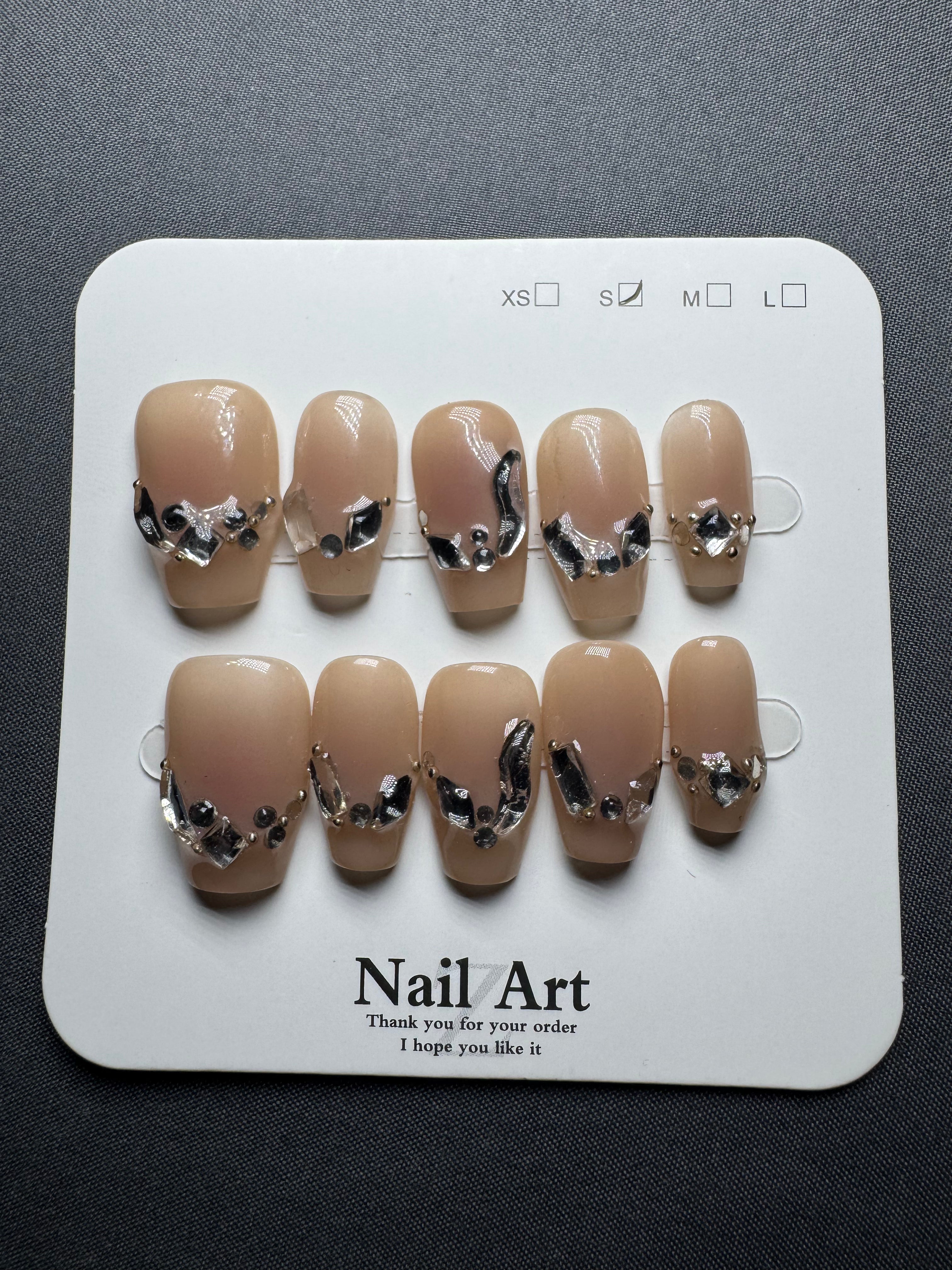 Mocha Crystal Luxe Press-On Nails