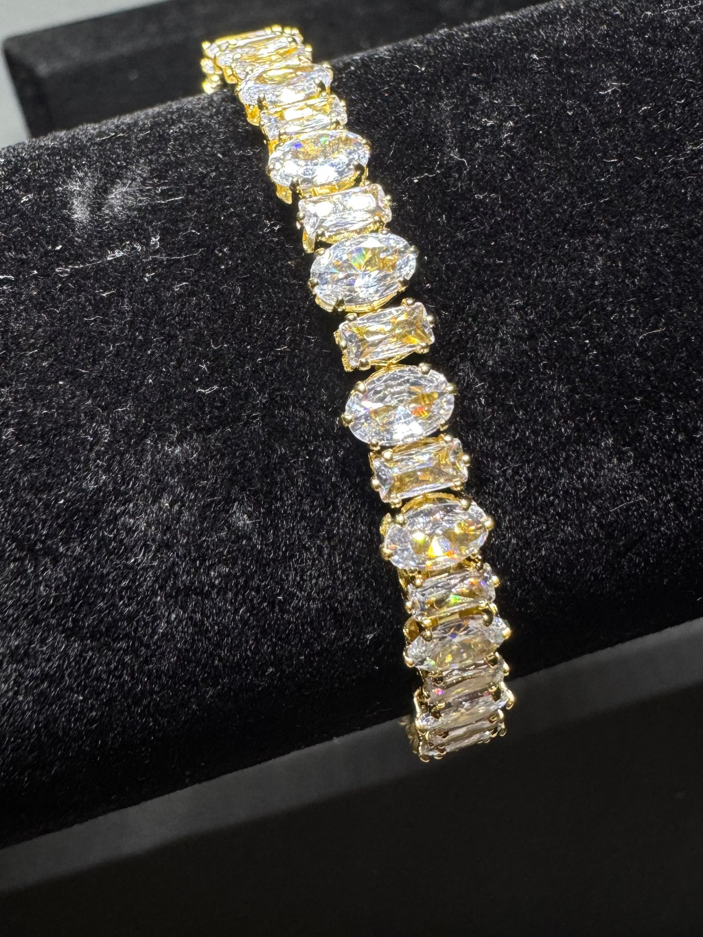 Golden Radiance Crystal Bangle Bracelet