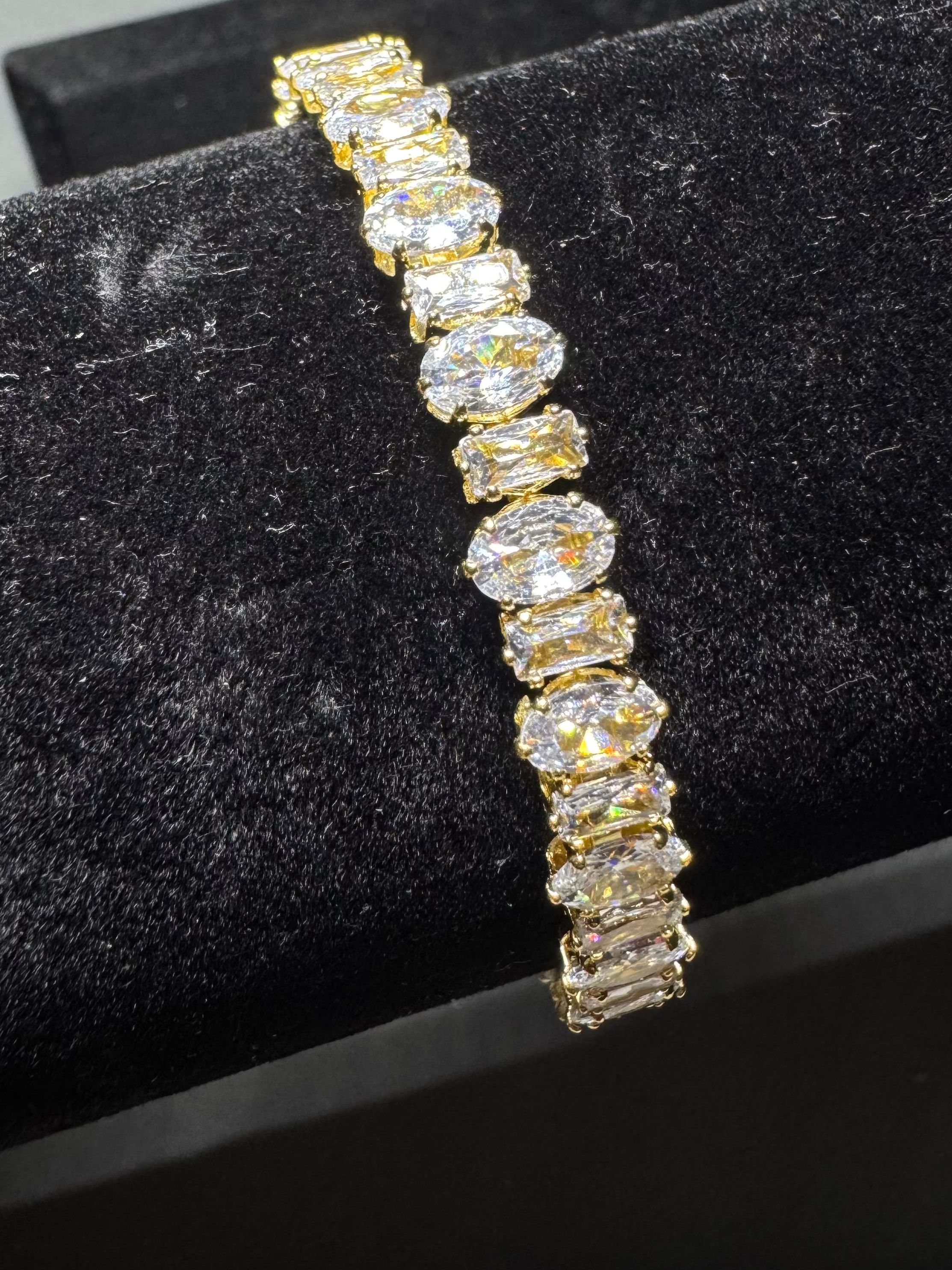 Golden Radiance Crystal Bangle Bracelet