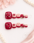 Ruby Blossom Press-On Toenails