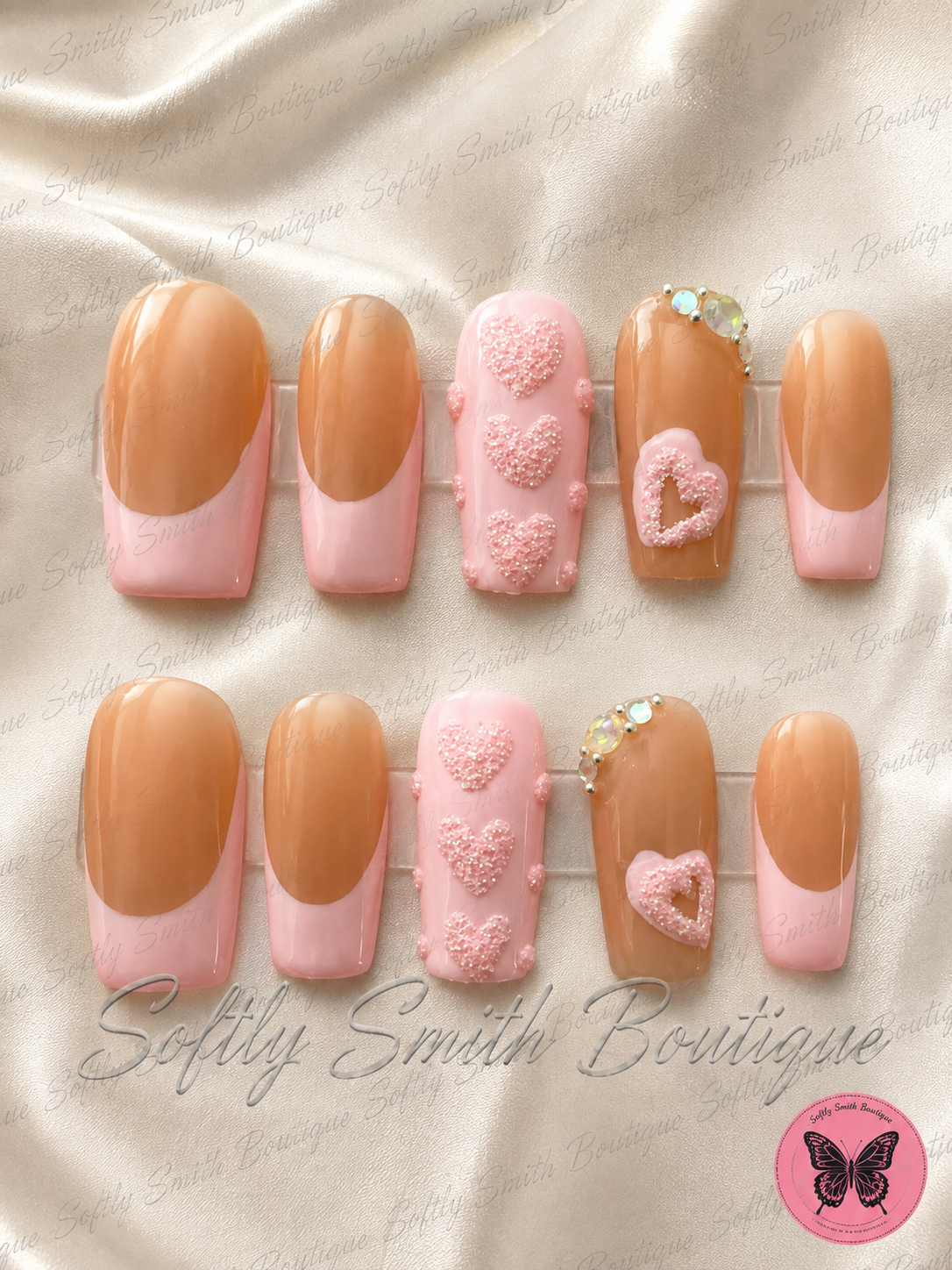 Blush Sugar Hearts Press-On Nails